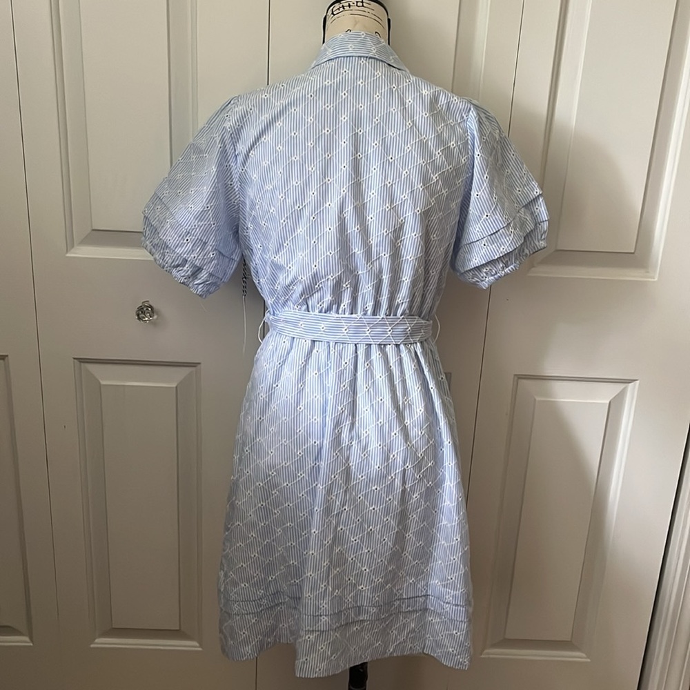 NWT Draper James RSVP puff sleeve blue eyelet shirt dress sz Small - Picture 9 of 15